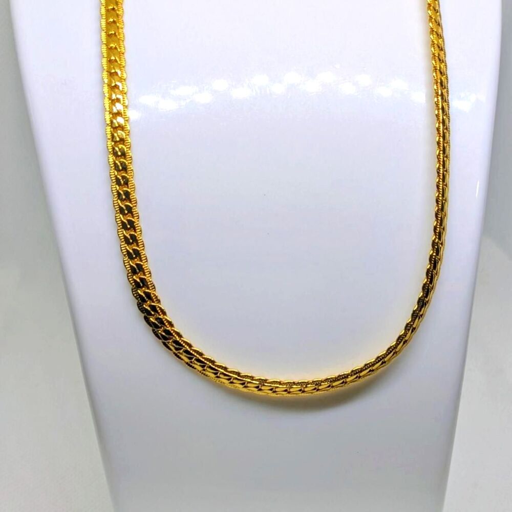 22 Inch Unisex 18K Gold Plated flat snake Herringbone Chain 22.5 Grams AS-IS